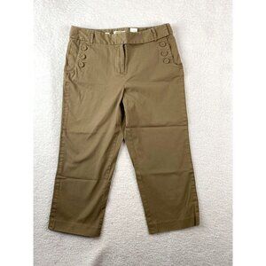 Talbots Pants Womens 8 Khaki‎ Crop Capri Chino Stretch 3 Button Sailor 31x22